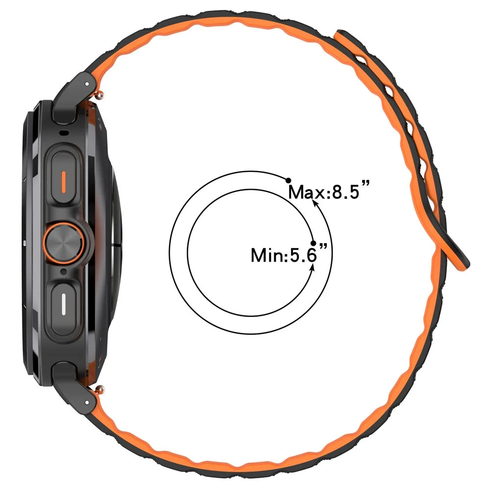 For Samsung Galaxy Watch Ultra2 47mm / Watch Ultra (2025) 47mm / Watch Ultra 47mm Magnetic Silicone Watch Band Replacement Strap - Black+Orange - 7