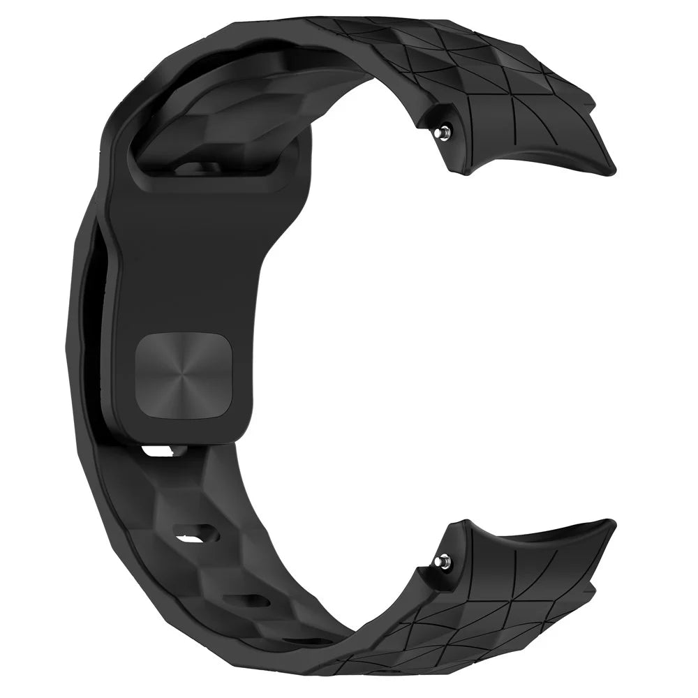 For Samsung Galaxy Watch FE / 7 / 6 / 5 / 4 Watch Band Football Pattern Replacement Silicone Strap - Black - 3