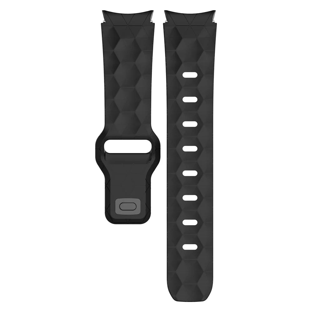 For Samsung Galaxy Watch FE / 7 / 6 / 5 / 4 Watch Band Football Pattern Replacement Silicone Strap - Black - 4
