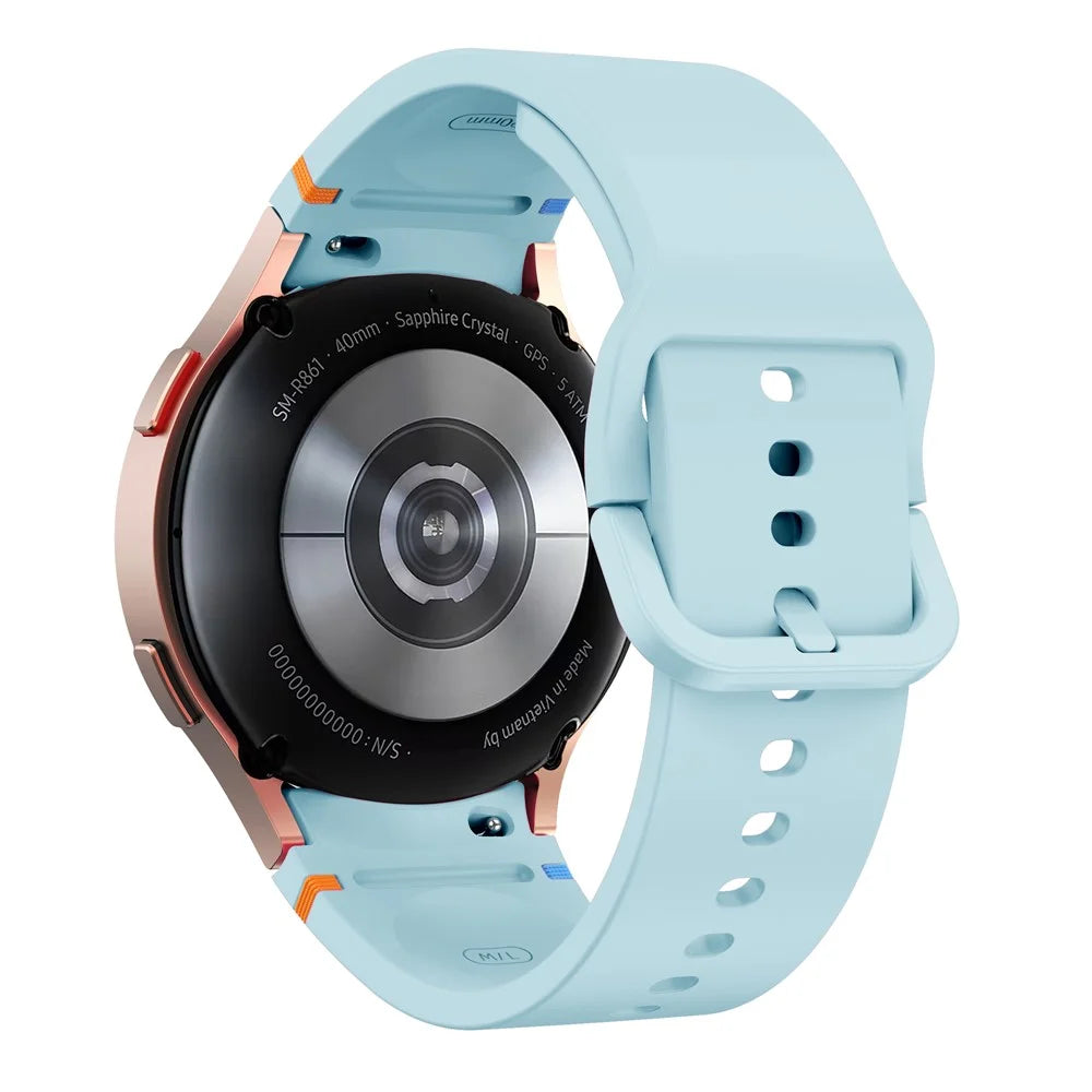 For Samsung Galaxy Watch FE / 7 / 6 / 5 / 4 Stitching Line Decor Watch Band Replacement Silicone Strap - Baby Blue - 1