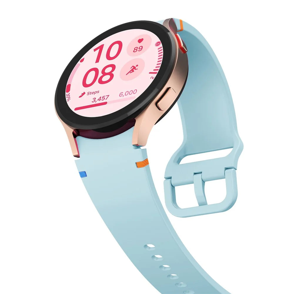 For Samsung Galaxy Watch FE / 7 / 6 / 5 / 4 Stitching Line Decor Watch Band Replacement Silicone Strap - Baby Blue - 4
