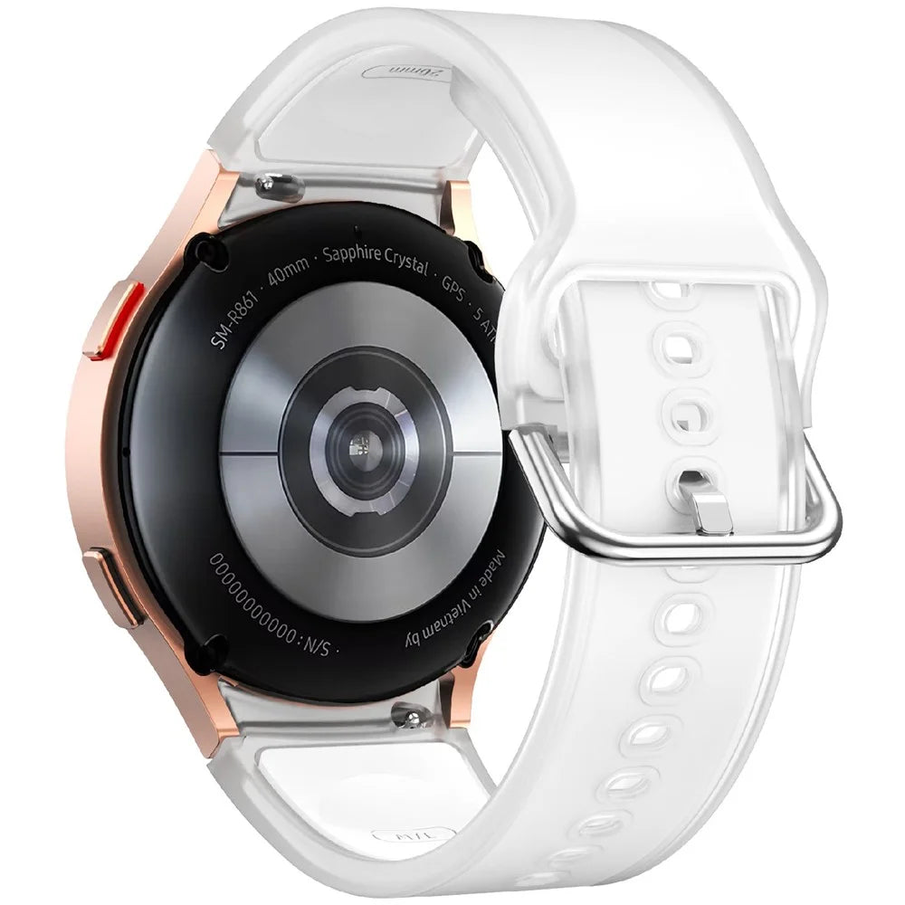 For Samsung Galaxy Watch FE / 7 / 6 / 5 / 4 Transparent Design Watch Band Adjustable Silicone Strap - Transparent White - 1