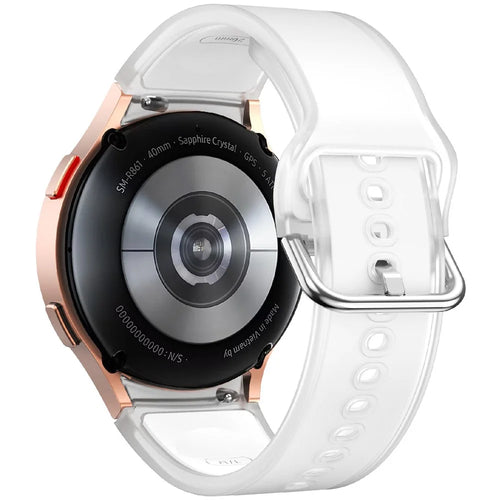 For Samsung Galaxy Watch FE / 7 / 6 / 5 / 4 Transparent Design Watch Band Adjustable Silicone Strap - Transparent White - 1
