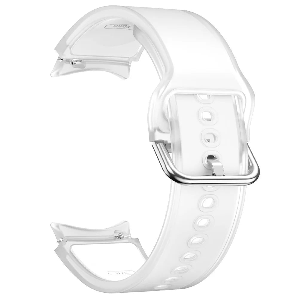 For Samsung Galaxy Watch FE / 7 / 6 / 5 / 4 Transparent Design Watch Band Adjustable Silicone Strap - Transparent White - 3