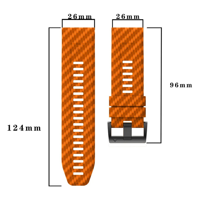 For Garmin Fenix 7X Quickfit 26mm Carbon Fiber Texture Watch Strap Adjustable Silicone Band - Sapphire+White - 6