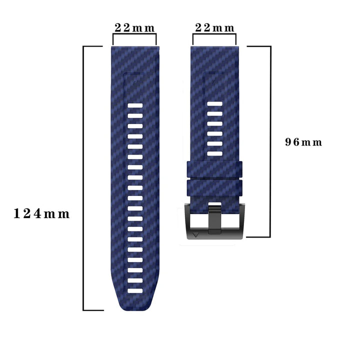 For Garmin Fenix 7 Quickfit 22mm Replacement Watch Strap Carbon Fiber Texture Silicone Band - Sapphire+White - 6