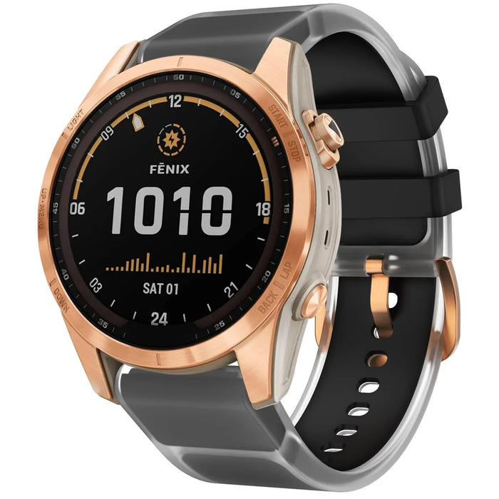 For Garmin Fenix 7S Quickfit 20mm Transparent Design Watch Strap Adjustable Silicone Band - Black - 2