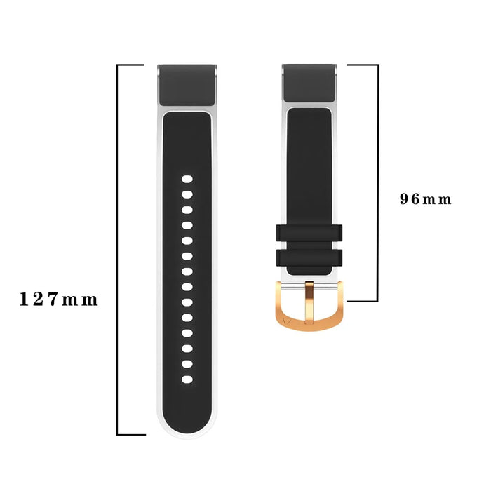 For Garmin Fenix 7S Quickfit 20mm Transparent Design Watch Strap Adjustable Silicone Band - Black - 5
