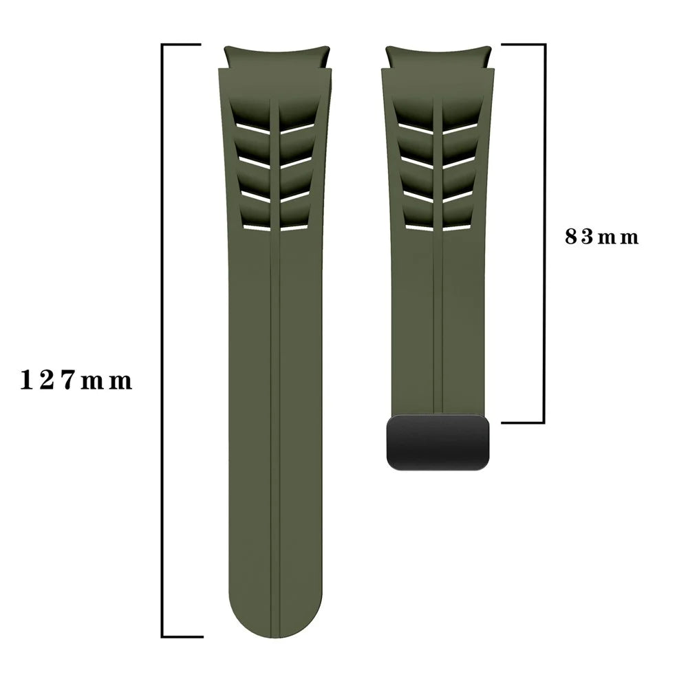 For Samsung Galaxy Watch FE / 7 / 6 / 5 / 4 Watch Band Stylish Silicone Strap with Magnetic Folding Buckle - Army Green - 7