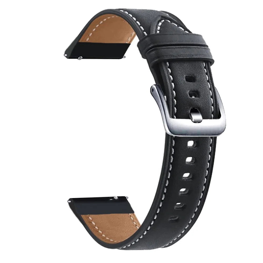 22mm Genuine Leather Watch Strap Replacement for Samsung Galaxy Watch3 45MM R840 - Black - 1