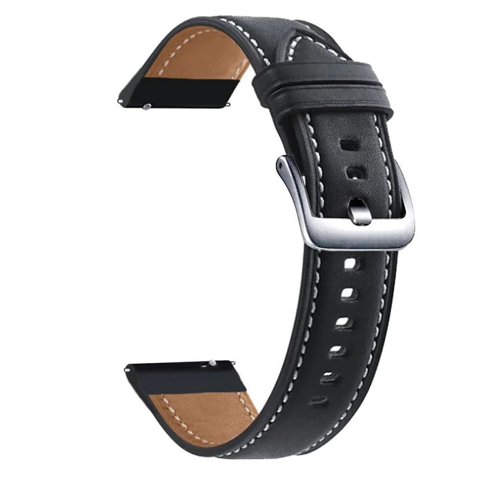 22mm Genuine Leather Watch Strap Replacement for Samsung Galaxy Watch3 45MM R840 - Black - 1