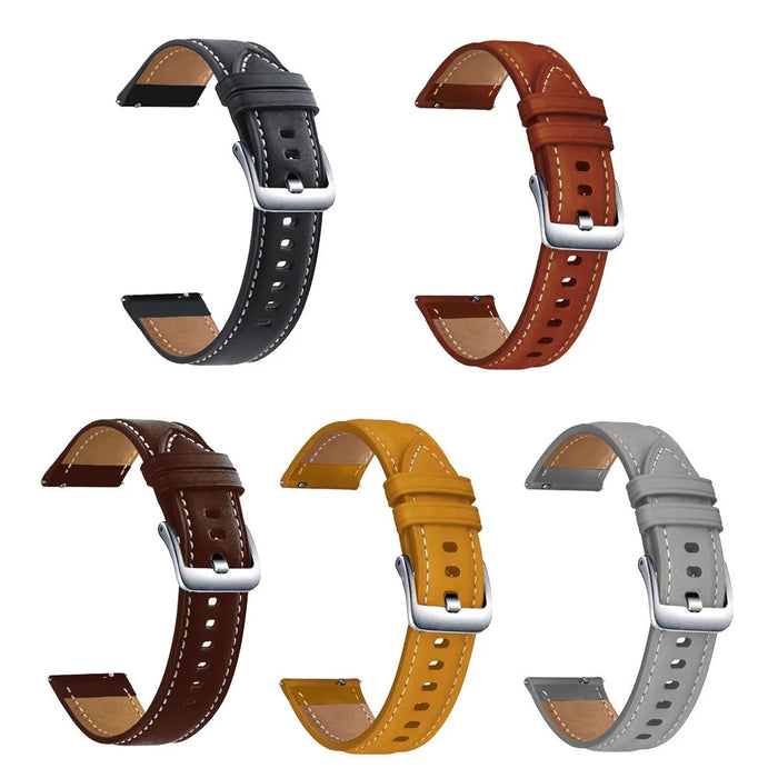 22mm Genuine Leather Watch Strap Replacement for Samsung Galaxy Watch3 45MM R840 - Black - 3