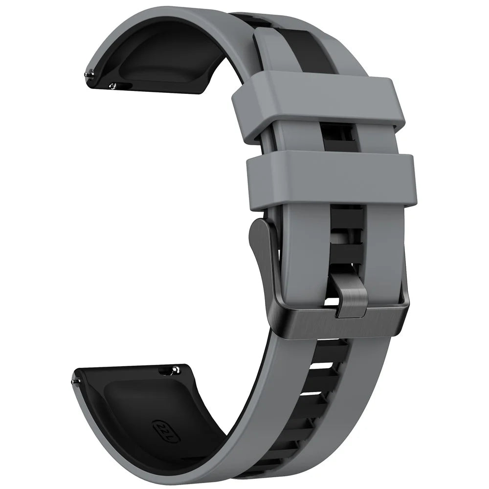 For Huawei Watch 4 / 4 Pro / GT 4 46mm Replacement Strap 22mm Universal Silicone Watch Band - Dark Grey+Black - 1