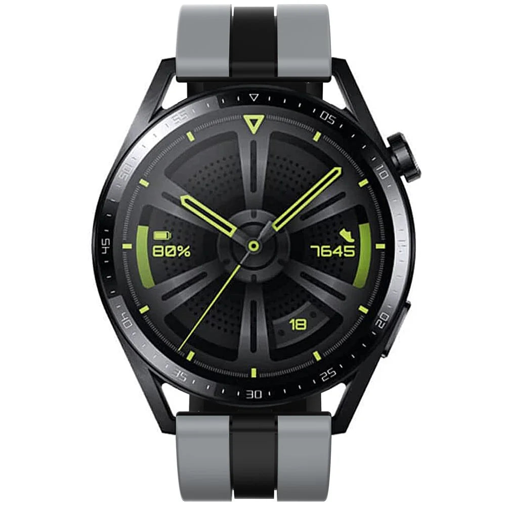 For Huawei Watch 4 / 4 Pro / GT 4 46mm Replacement Strap 22mm Universal Silicone Watch Band - Dark Grey+Black - 3