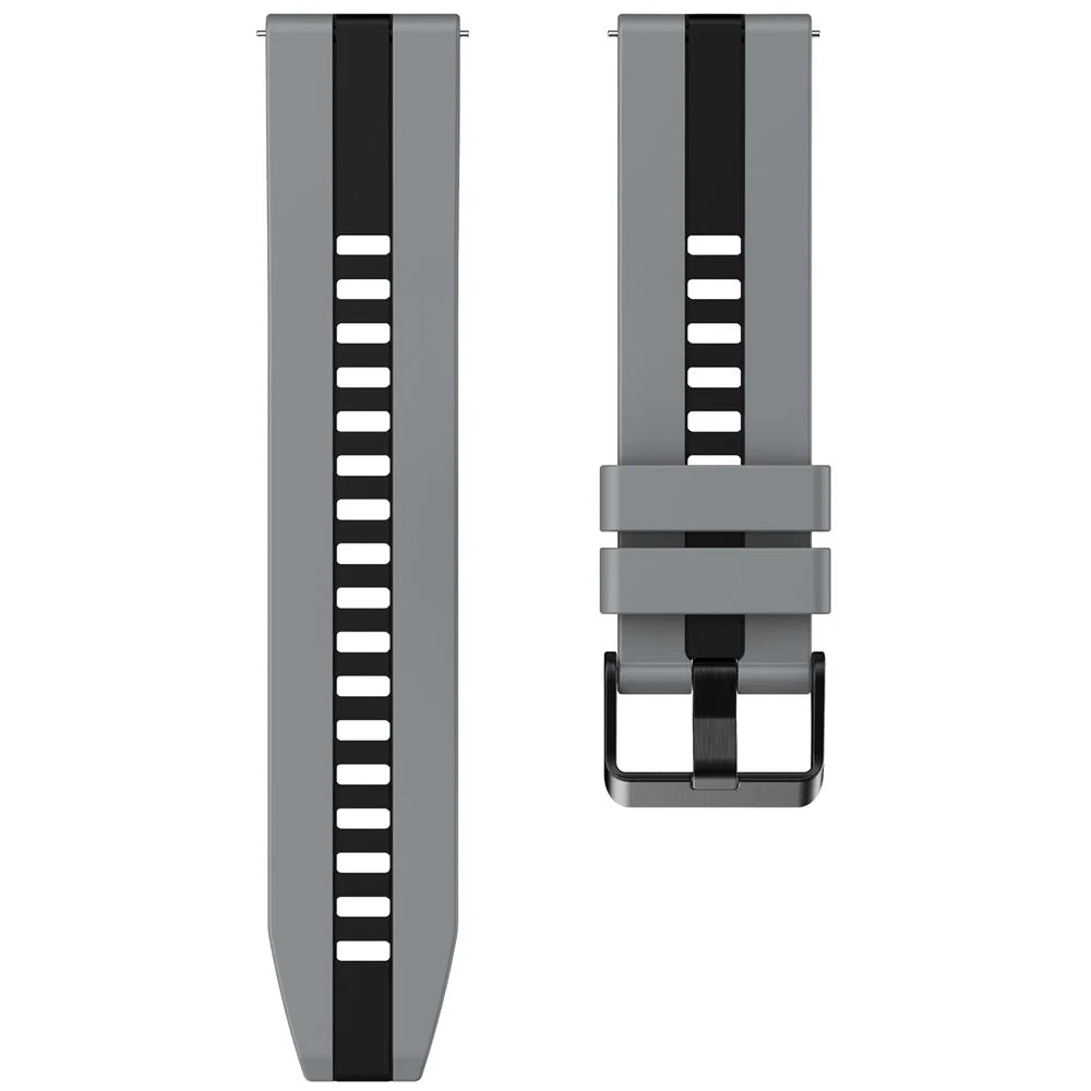 For Huawei Watch GT 3 42mm / GT 3 Pro 43mm Universal 20mm Smartwatch Strap Silicone Wrist Band - Dark Grey+Black - 4