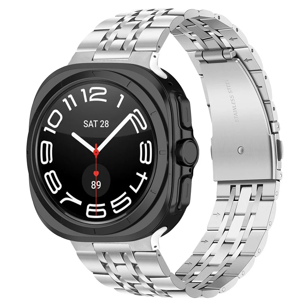 For Samsung Galaxy Watch Ultra2 47mm / Watch Ultra (2025) 47mm / Watch Ultra 47mm Metal Band Stainless Steel 7-Bead Watch Strap Replacement - Silver - 2