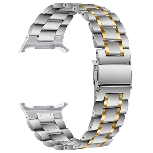 For Samsung Galaxy Watch Ultra2 47mm / Watch Ultra (2025) 47mm / Watch Ultra 47mm Stainless Steel Watch Band 5-Bead Replacement Strap - Silver / Gold - 1