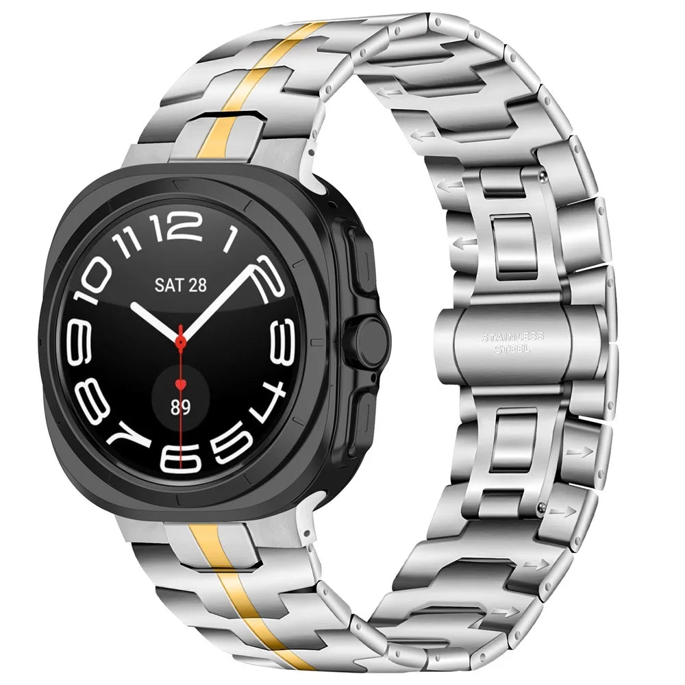For Samsung Galaxy Watch Ultra2 47mm / Watch Ultra (2025) 47mm / Watch Ultra 47mm Watch Bracelet Stainless Steel Watch Band - Silver / Gold - 2