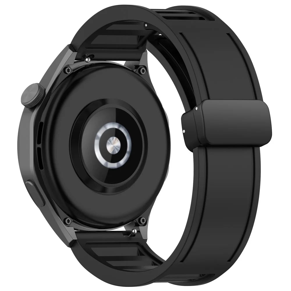 For Huawei Watch 4 / Watch 4 Pro / Watch GT 4 46mm Magnetic Watch Band 22mm Width Silicone Strap Quick Release - Black - 1
