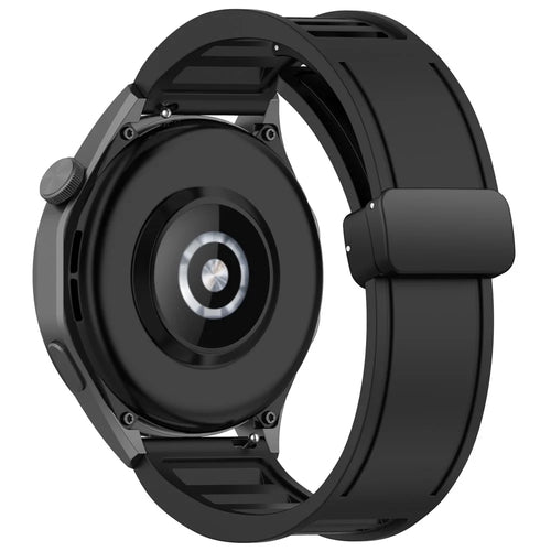 For Huawei Watch 4 / Watch 4 Pro / Watch GT 4 46mm Magnetic Watch Band 22mm Width Silicone Strap Quick Release - Black - 1