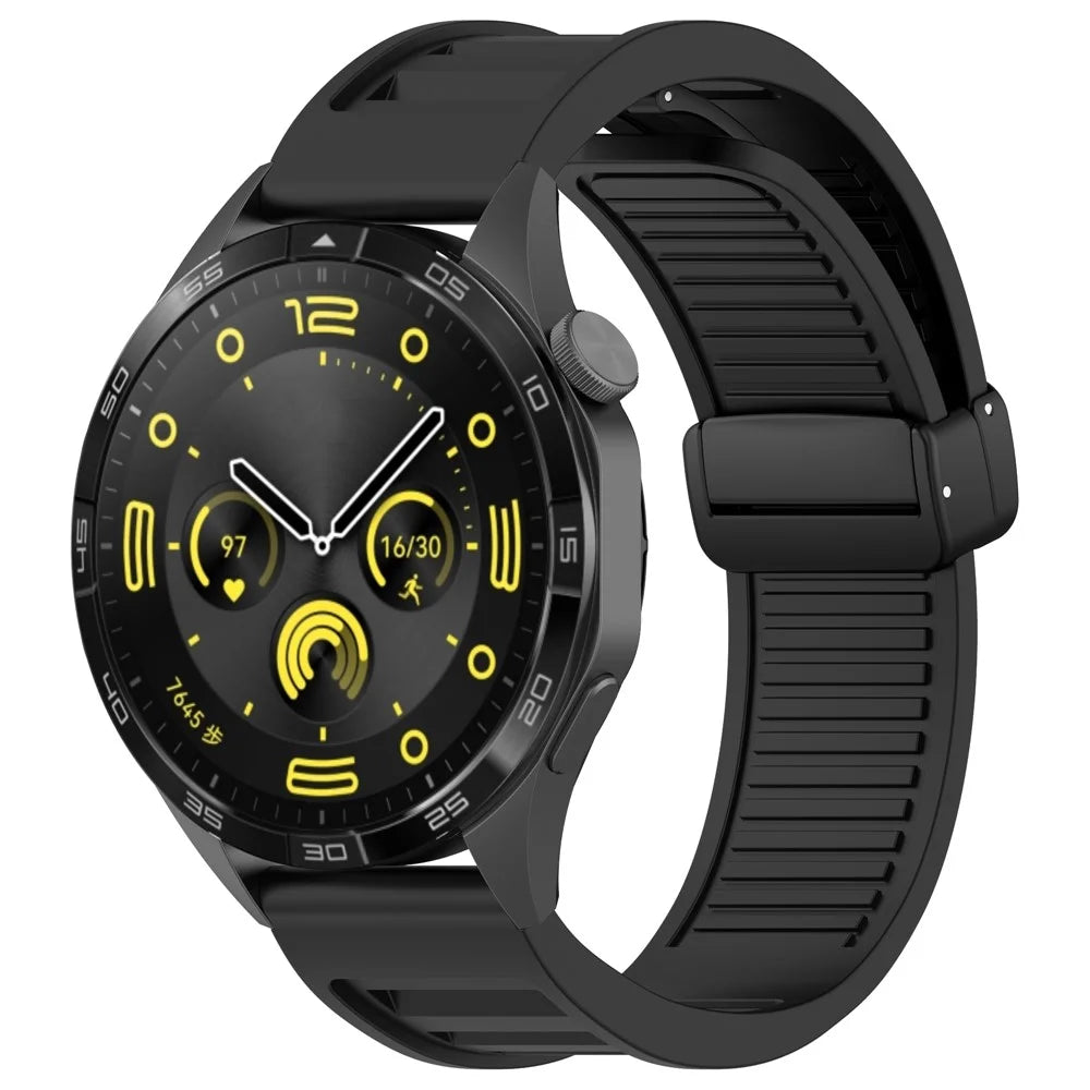 For Huawei Watch 4 / Watch 4 Pro / Watch GT 4 46mm Magnetic Watch Band 22mm Width Silicone Strap Quick Release - Black - 2