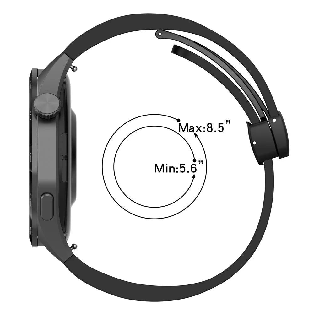 For Huawei Watch 4 / Watch 4 Pro / Watch GT 4 46mm Magnetic Watch Band 22mm Width Silicone Strap Quick Release - Black - 7
