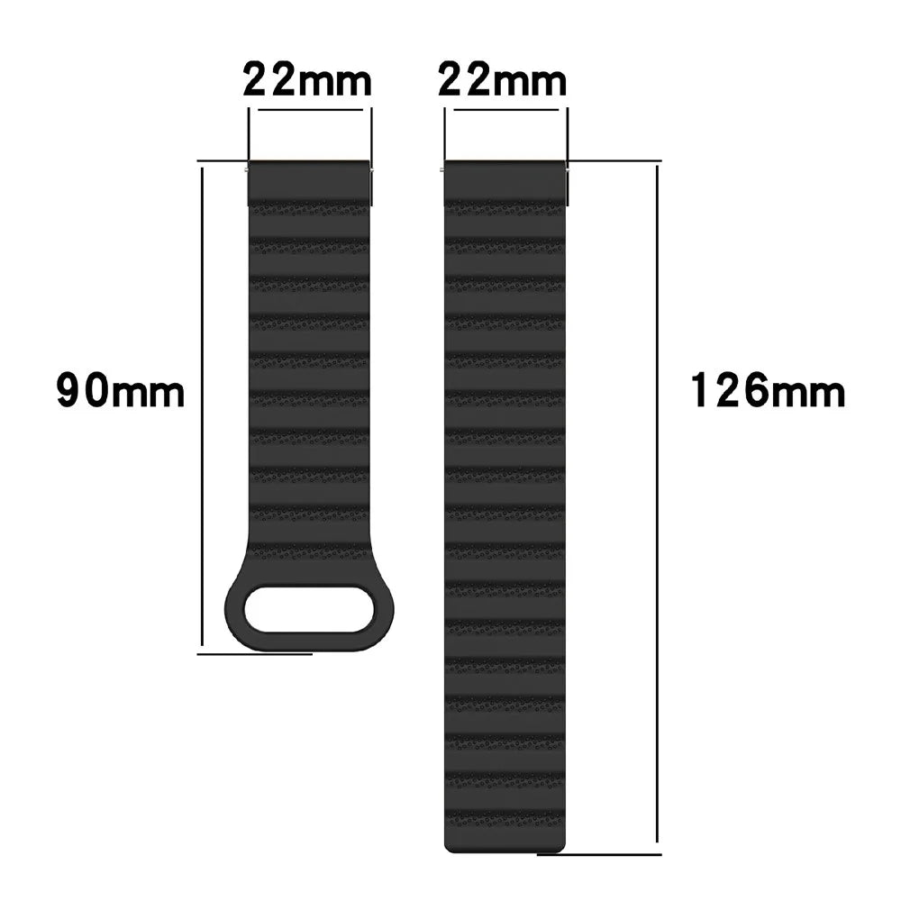For Huawei Watch 4 / 4 Pro / GT 4 46mm Magnetic Strap 22mm Universal Silicone Watch Band - Black+Orange - 3