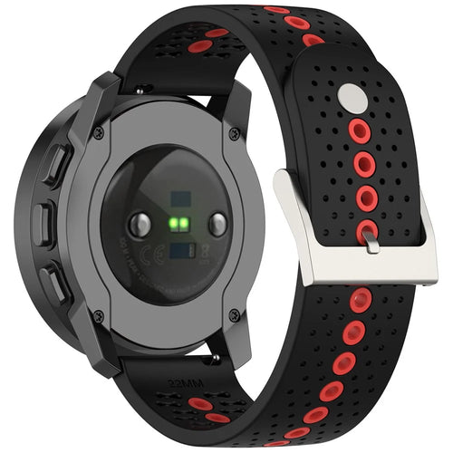 For Huawei Watch 4 / 4 Pro / GT 4 46mm Color Holes Watch Strap 22mm Universal Silicone Band - Black+Orange Red - 1