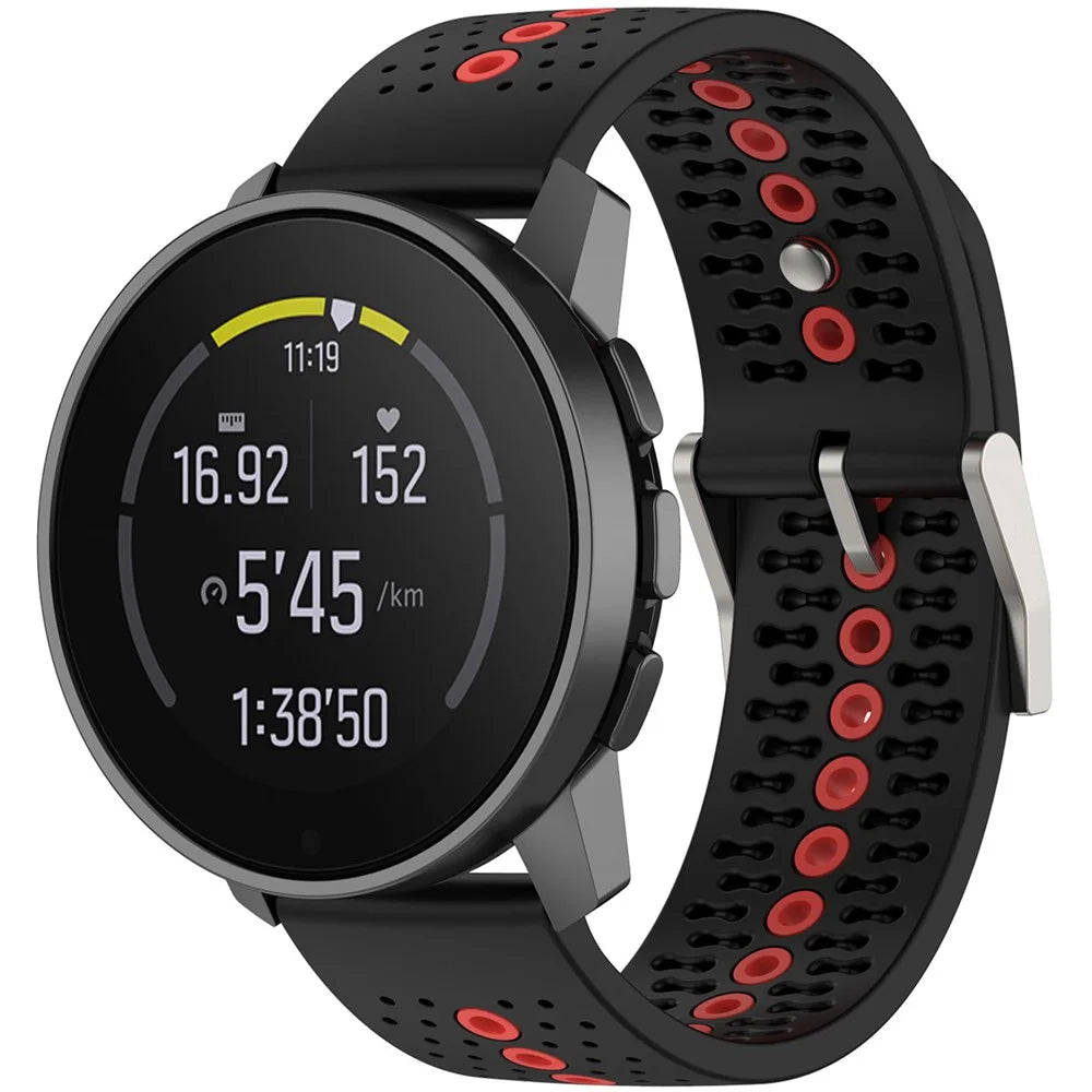 For Huawei Watch 4 / 4 Pro / GT 4 46mm Color Holes Watch Strap 22mm Universal Silicone Band - Black+Orange Red - 2