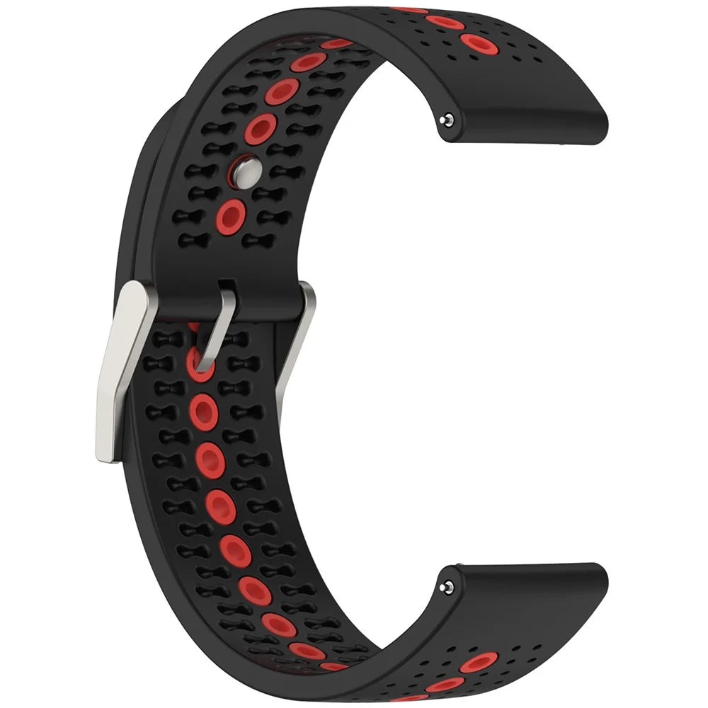 For Huawei Watch 4 / 4 Pro / GT 4 46mm Color Holes Watch Strap 22mm Universal Silicone Band - Black+Orange Red - 4