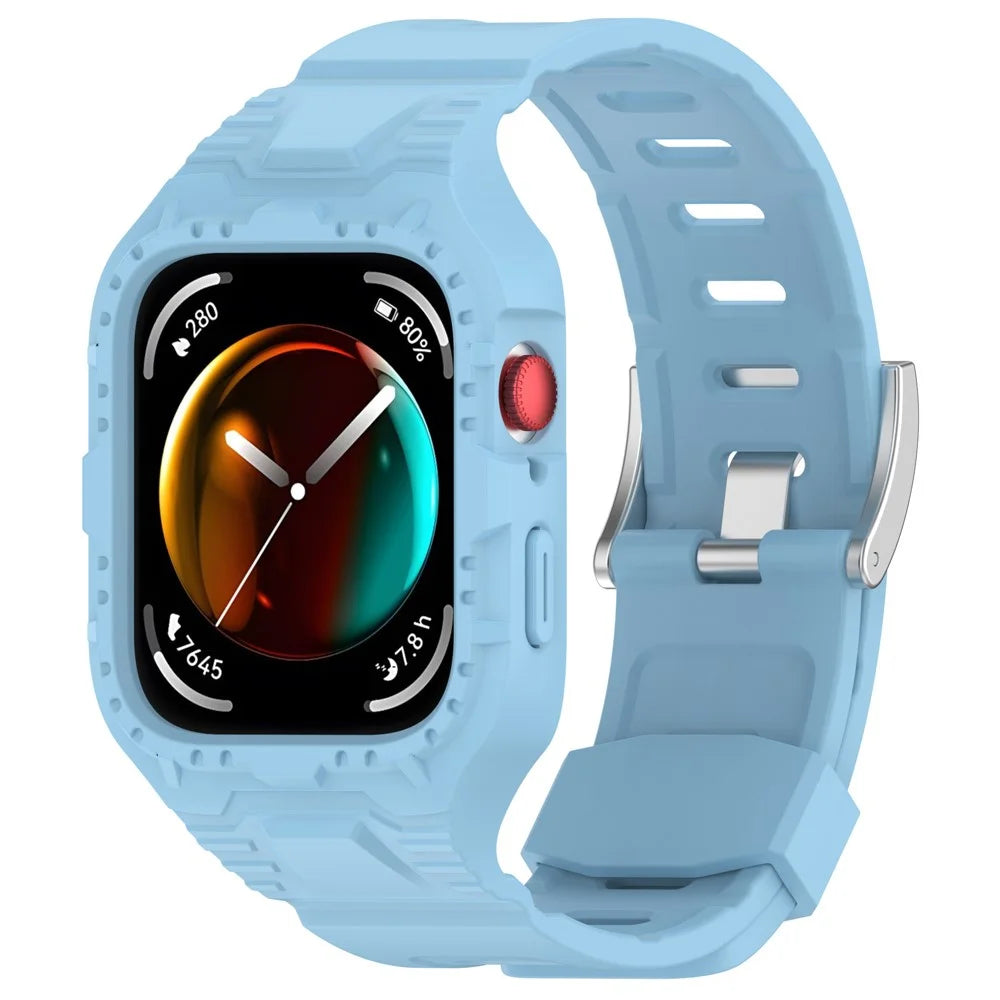 For Huawei Watch Fit 3 Watch Strap Integrated TPU Wrist Band with Case - Sky Blue - 2
