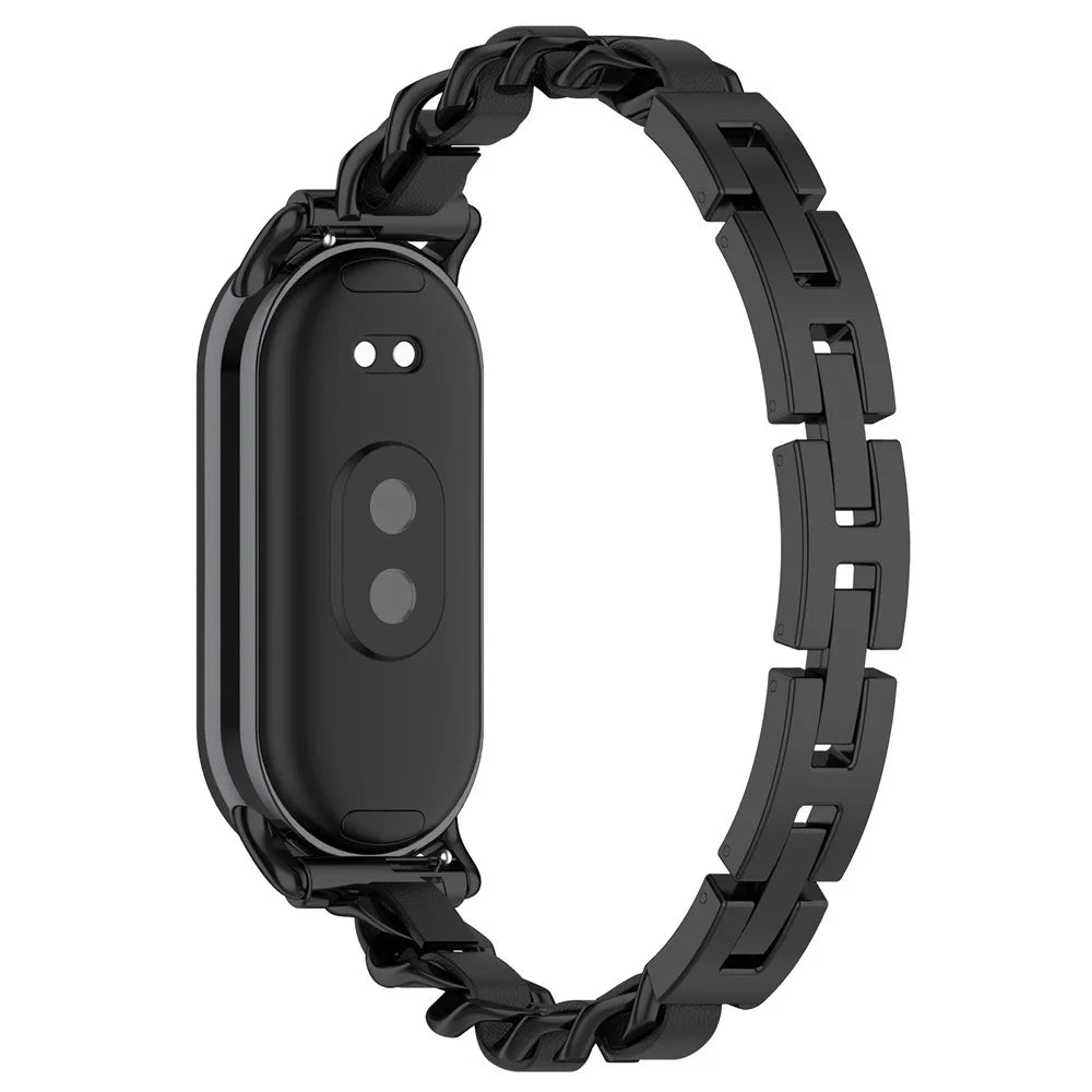 For Xiaomi Smart Band 9 / 9 NFC / 8 / 8 NFC Stylish Watch Strap Zinc Alloy Bracelet Replacement Band - Black - 1