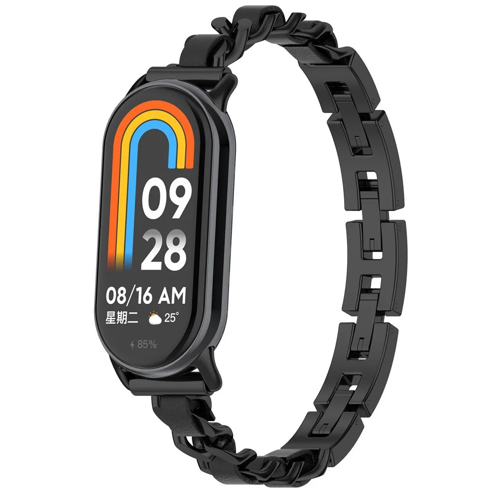 For Xiaomi Smart Band 9 / 9 NFC / 8 / 8 NFC Stylish Watch Strap Zinc Alloy Bracelet Replacement Band - Black - 2