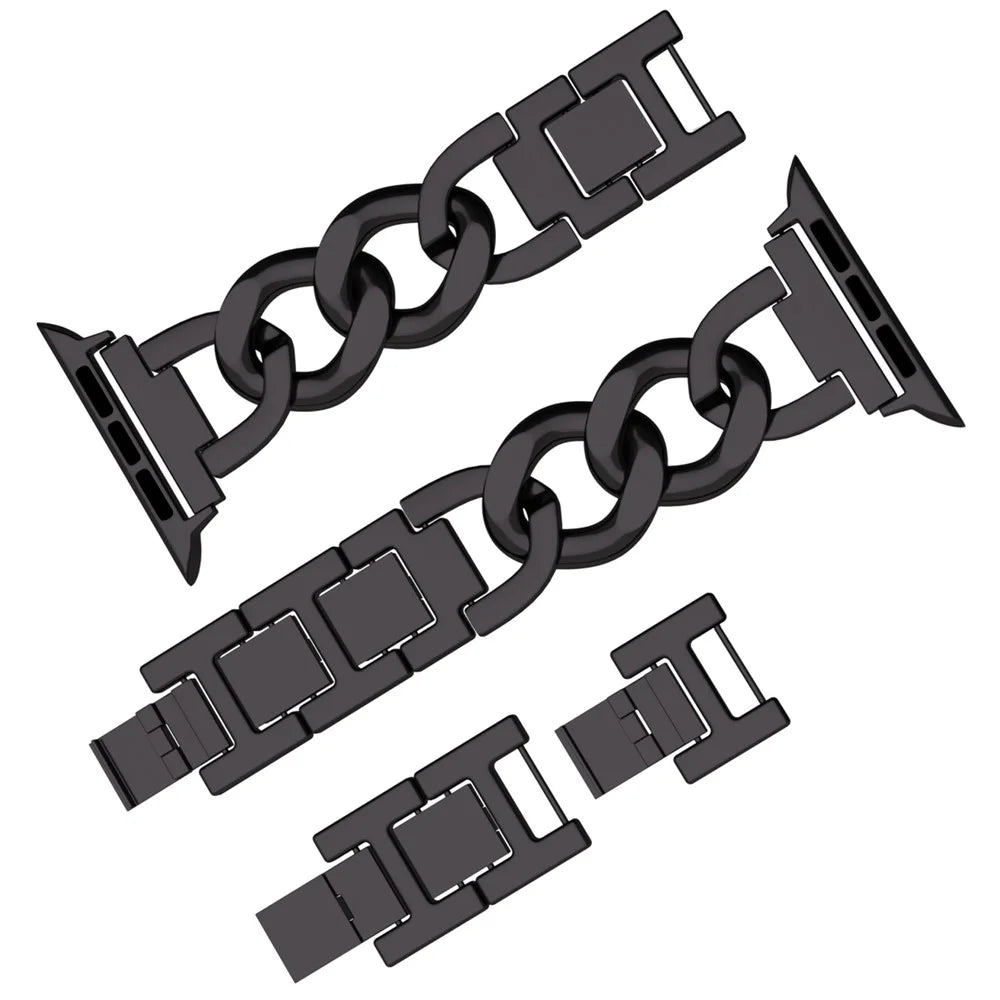 For Apple Watch Ultra 3 2 1 49mm / Series 11 10 46mm / 9 8 7 45mm / SE3 SE2 SE 6 5 4 44mm / 3 2 1 42mm Metal Chain Smartwatch Band - Black - 1