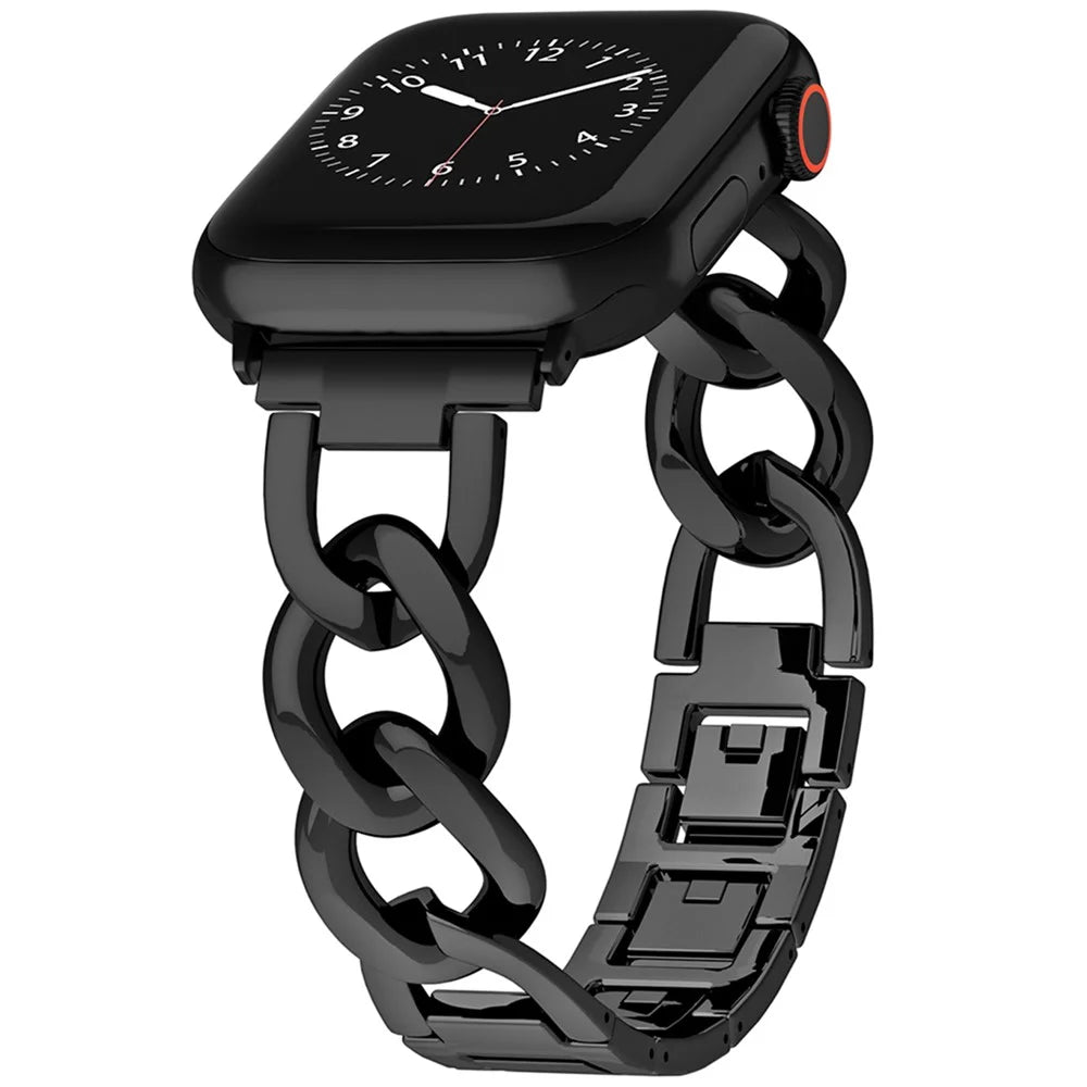 For Apple Watch Ultra 3 2 1 49mm / Series 11 10 46mm / 9 8 7 45mm / SE3 SE2 SE 6 5 4 44mm / 3 2 1 42mm Metal Chain Smartwatch Band - Black - 3