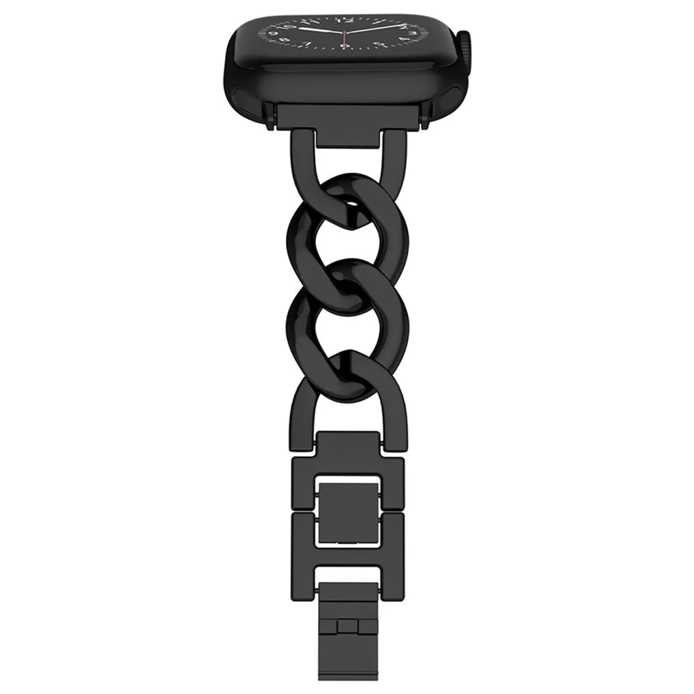 For Apple Watch Ultra 3 2 1 49mm / Series 11 10 46mm / 9 8 7 45mm / SE3 SE2 SE 6 5 4 44mm / 3 2 1 42mm Metal Chain Smartwatch Band - Black - 4