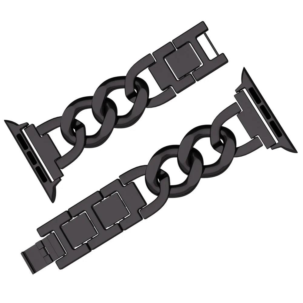 For Apple Watch Ultra 3 2 1 49mm / Series 11 10 46mm / 9 8 7 45mm / SE3 SE2 SE 6 5 4 44mm / 3 2 1 42mm Metal Chain Smartwatch Band - Black - 5