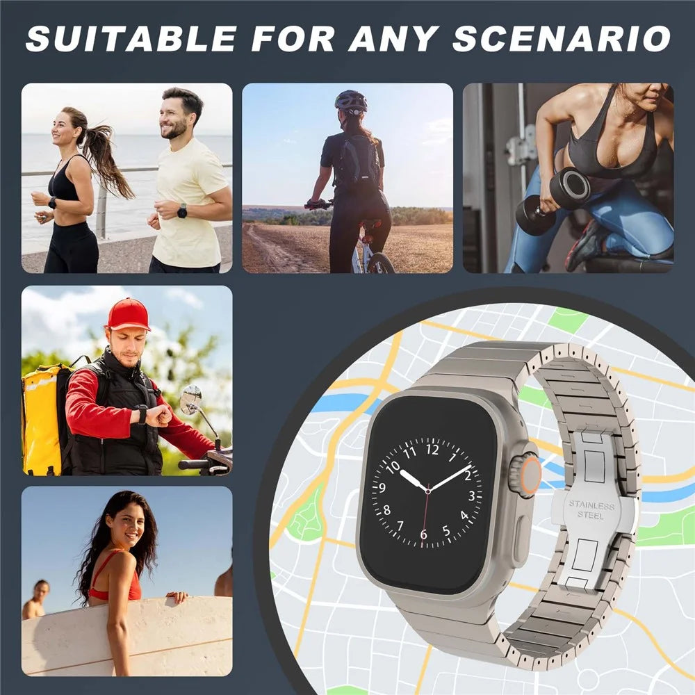 For Apple Watch Ultra 3 2 1 49mm / Series 11 10 46mm / 9 8 7 45mm / SE3 SE2 SE 6 5 4 44mm / 3 2 1 42mm Replacement 1-Bead Alloy Watch Band - Titanium - 5