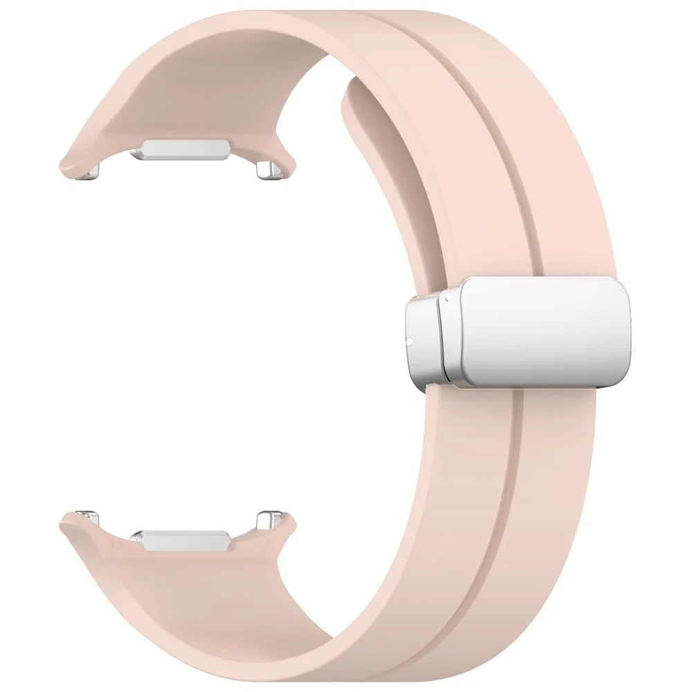 For Samsung Galaxy Watch Ultra2 47mm / Watch Ultra (2025) 47mm / Watch Ultra 47mm Silicone Smartwatch Band Wrist Strap with Silver Magnetic Folding Buckle - Pink - 3
