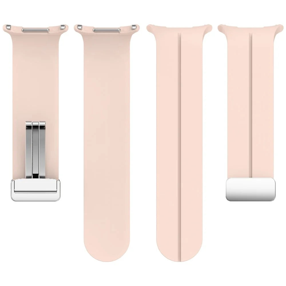 For Samsung Galaxy Watch Ultra2 47mm / Watch Ultra (2025) 47mm / Watch Ultra 47mm Silicone Smartwatch Band Wrist Strap with Silver Magnetic Folding Buckle - Pink - 5