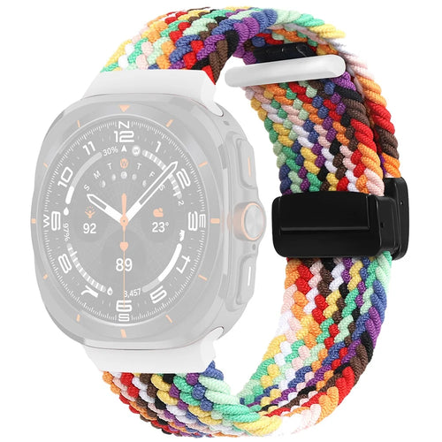 For Samsung Galaxy Watch Ultra2 47mm / Watch Ultra (2025) 47mm / Watch Ultra 47mm Braided Wrist Band Magnetic Folding Buckle Watch Strap - Rainbow - 1