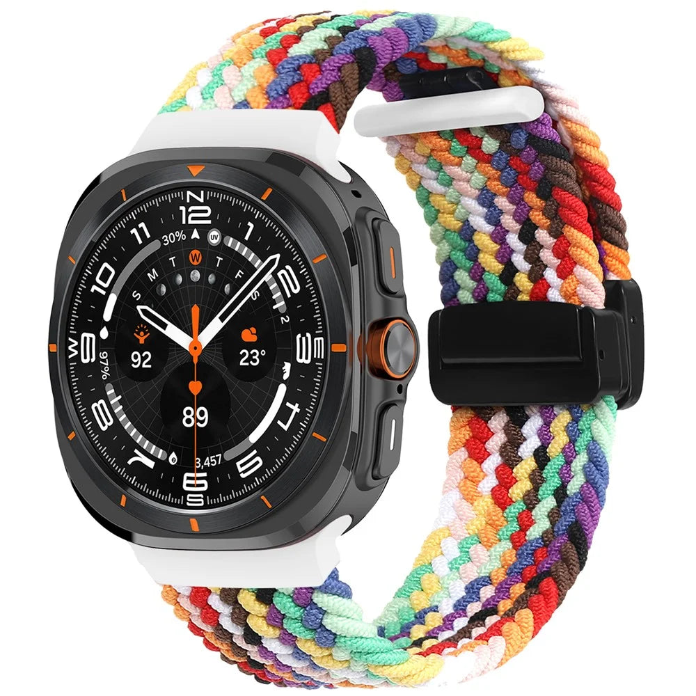 For Samsung Galaxy Watch Ultra2 47mm / Watch Ultra (2025) 47mm / Watch Ultra 47mm Braided Wrist Band Magnetic Folding Buckle Watch Strap - Rainbow - 2