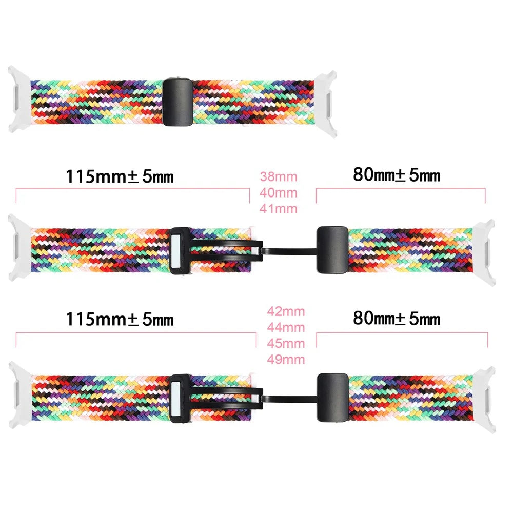 For Samsung Galaxy Watch Ultra2 47mm / Watch Ultra (2025) 47mm / Watch Ultra 47mm Braided Wrist Band Magnetic Folding Buckle Watch Strap - Rainbow - 6