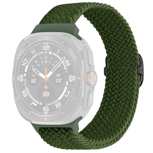 For Samsung Galaxy Watch Ultra2 47mm / Watch Ultra (2025) 47mm / Watch Ultra 47mm Braided Watch Band Adjustable Nylon Replacement Strap - Green / Black Buckle - 1