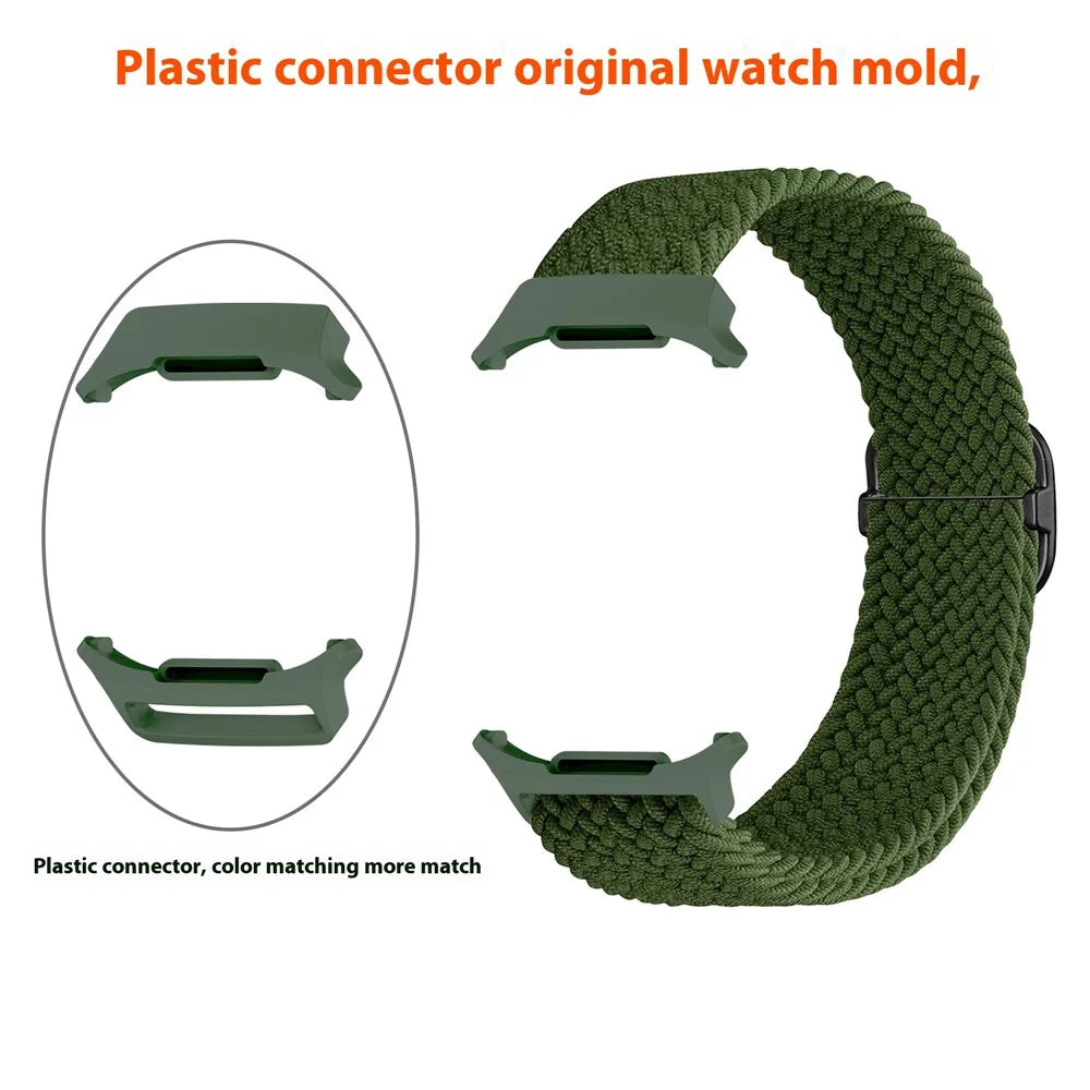 For Samsung Galaxy Watch Ultra2 47mm / Watch Ultra (2025) 47mm / Watch Ultra 47mm Braided Watch Band Adjustable Nylon Replacement Strap - Green / Black Buckle - 3