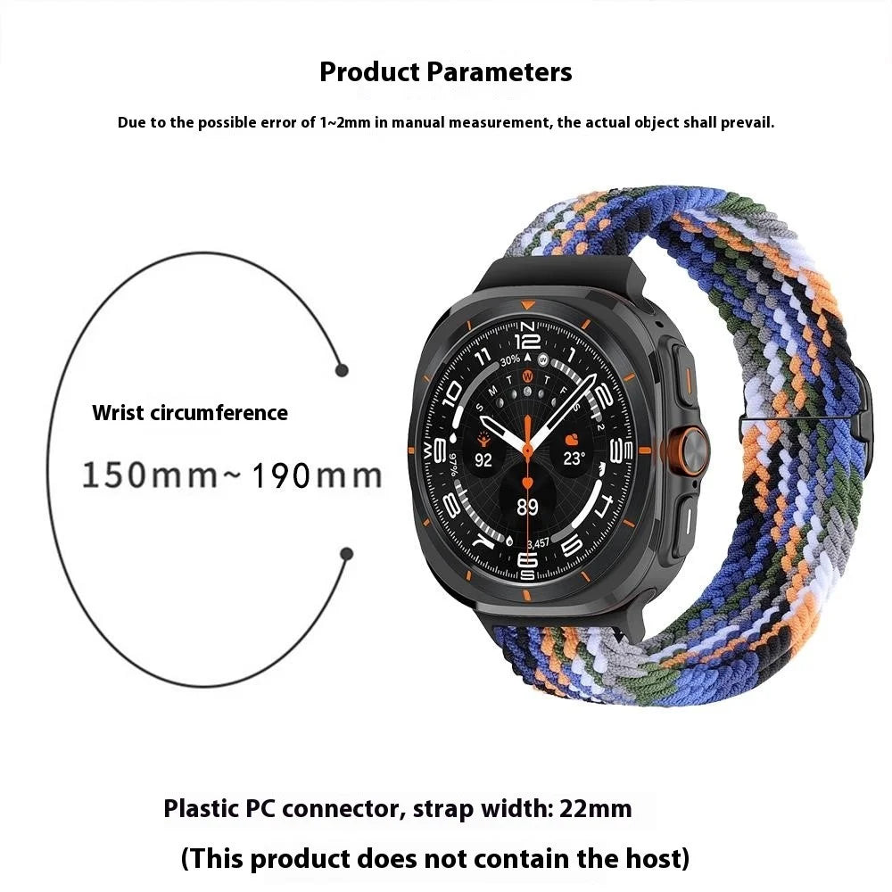 For Samsung Galaxy Watch Ultra2 47mm / Watch Ultra (2025) 47mm / Watch Ultra 47mm Braided Watch Band Adjustable Nylon Replacement Strap - Green / Black Buckle - 7