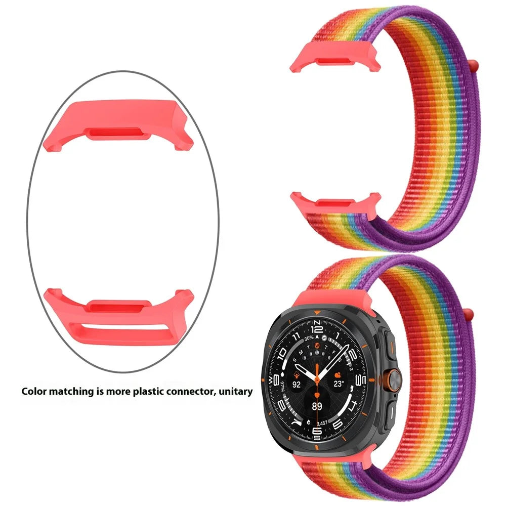 For Samsung Galaxy Watch Ultra2 47mm / Watch Ultra (2025) 47mm / Watch Ultra 47mm Nylon Replacement Watch Band Magic Tape Loop Strap - Style A - 6