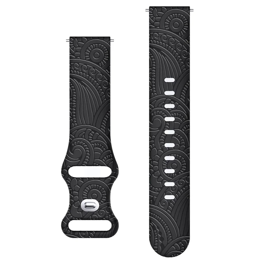 Carven Pattern Silicone Wrist Strap Universal Smart Bracelet Band 20mm - Black - 1