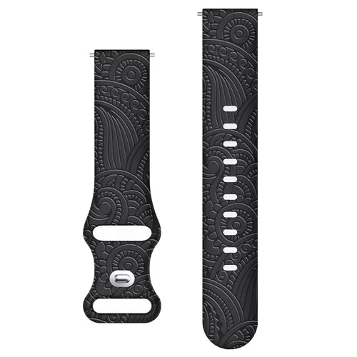 Carven Pattern Silicone Wrist Strap Universal Smart Bracelet Band 20mm - Black - 1