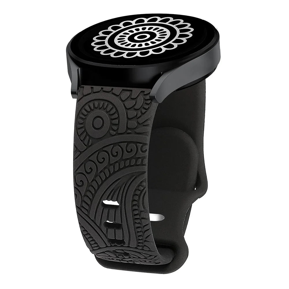 Carven Pattern Silicone Wrist Strap Universal Smart Bracelet Band 20mm - Black - 2